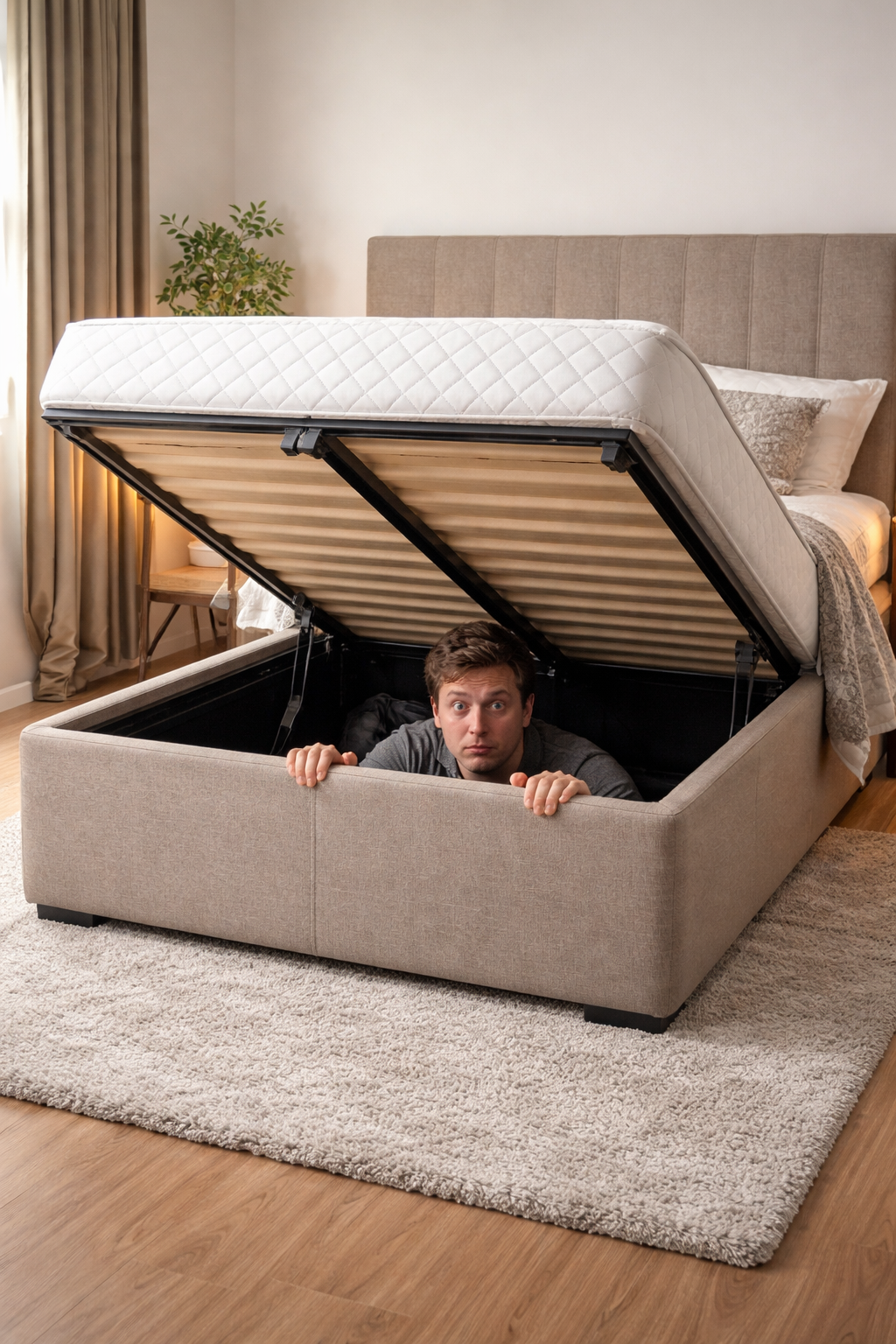  Mulher encontra ex escondido dentro de cama box